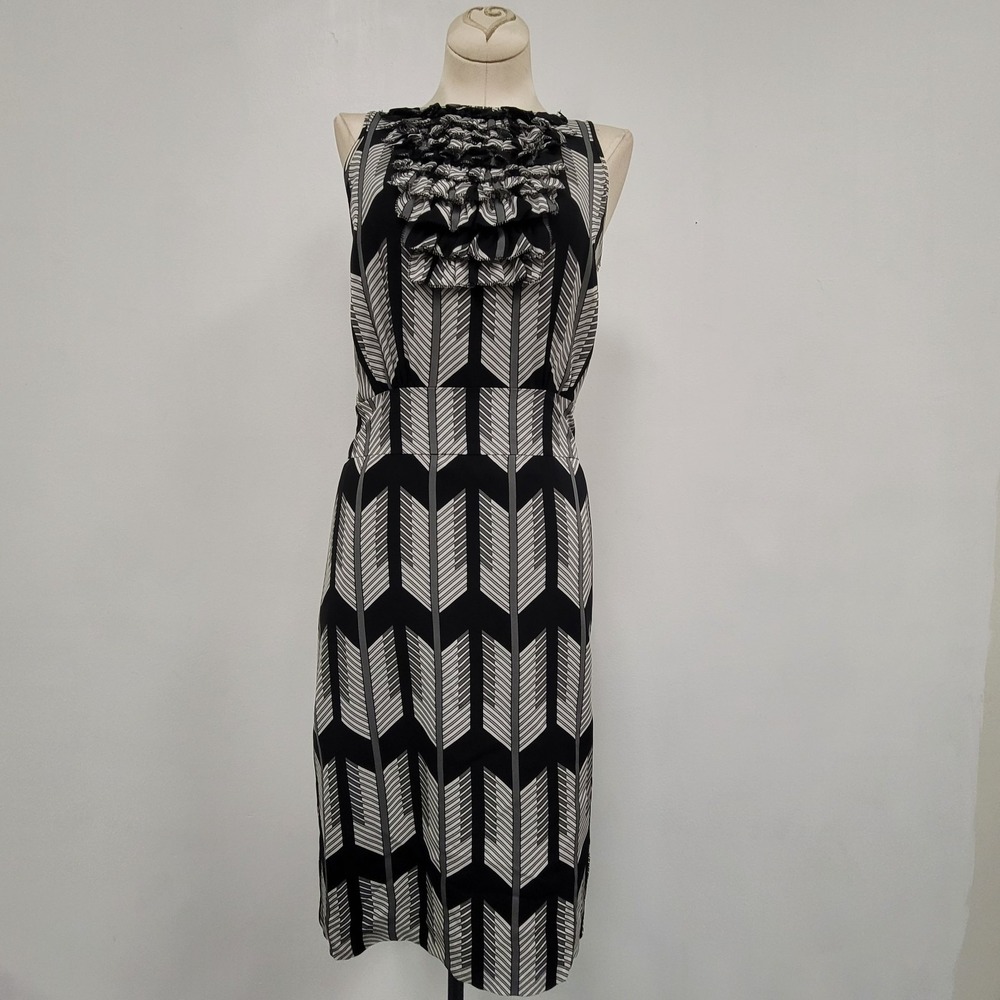 Tory Burch Silk Ruffle Dress Size 2 Black Edwardian Luxury Poet Twee Designer